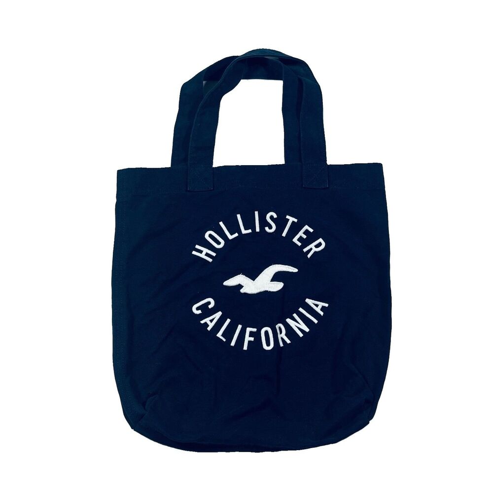 Hollister California Logo Tote Bag Navy Blue Cotton